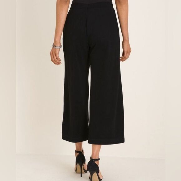 Chico's Wide Leg Crop Palazzo Pants in Black Size L/12 - Picture 2 of 5